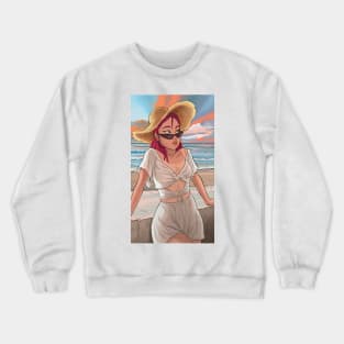 Sun tanned skin girl at sunset Crewneck Sweatshirt